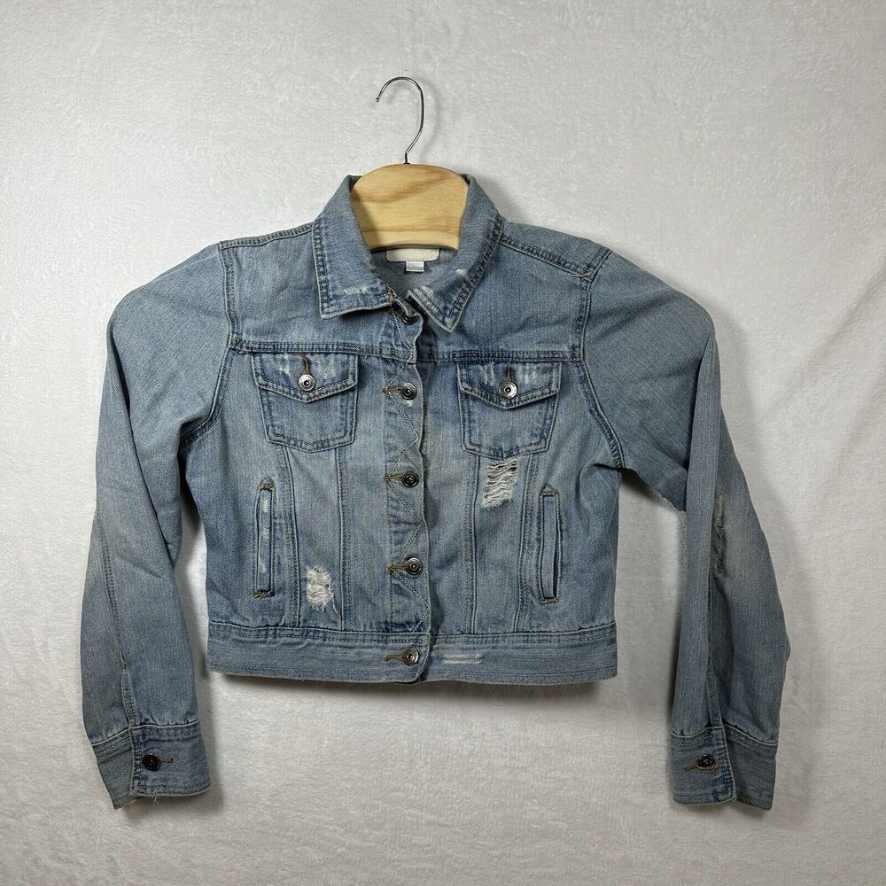 Dollhouse Jean Jacket Women’s Size Large Distressed Light Wash Blue‎